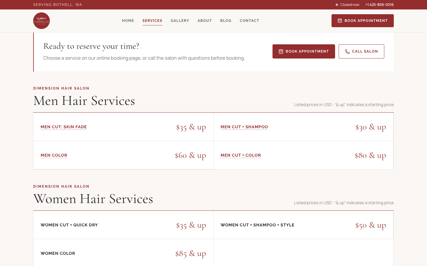 Dimension Hair Salon screenshot